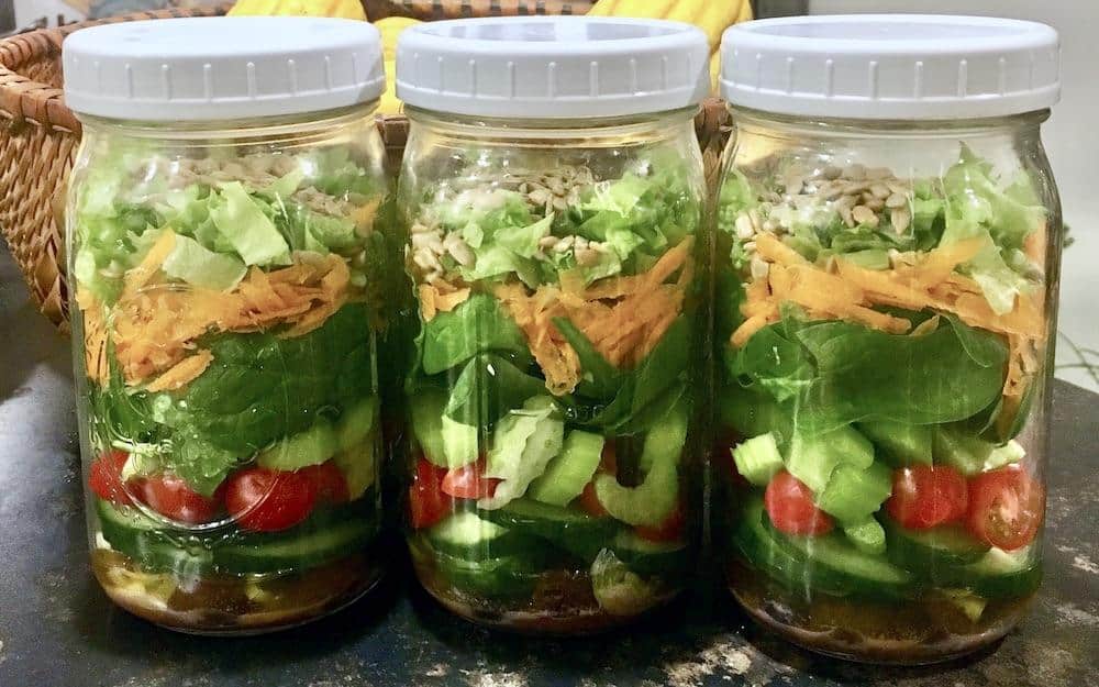 Pre packed salads are a great option for Zero Waste Camping food