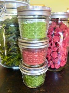 Store your dehydrated food powders in mason jars.