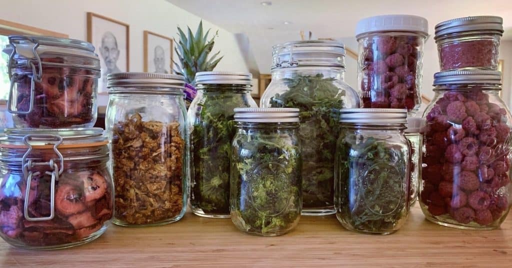 Mason jars work great for storing bulk dehydrated food.