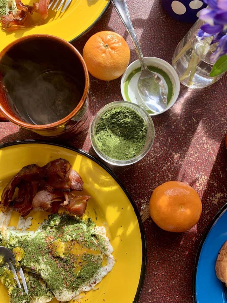 Spinach powder is excellent on eggs!