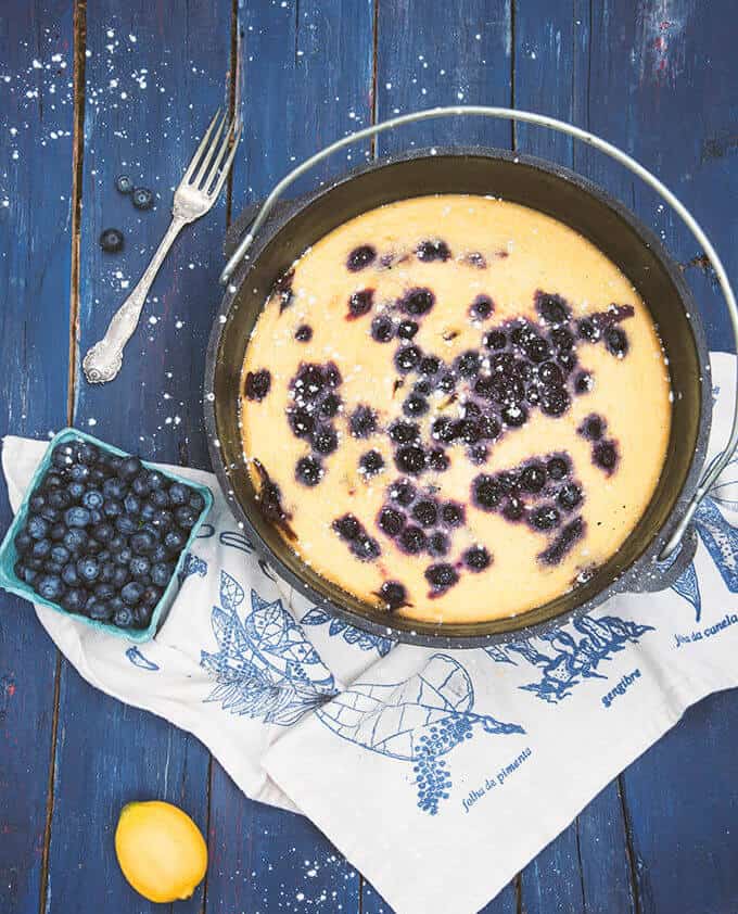 A fancy clafoutis is perhaps the classiest Dutch oven dessert for camping!