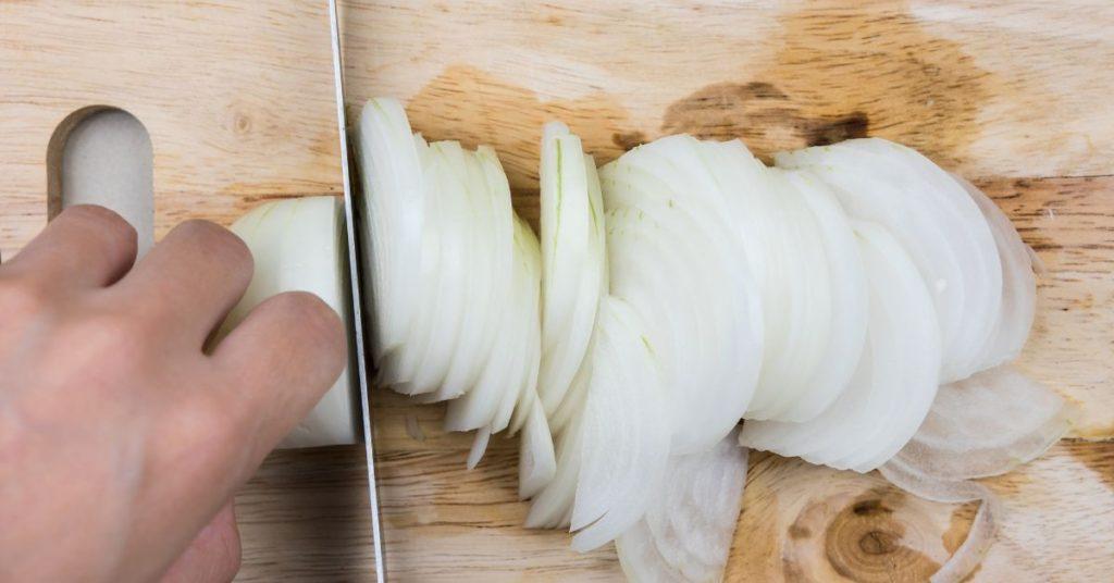 Slicing onions thin is key for good caramelization.