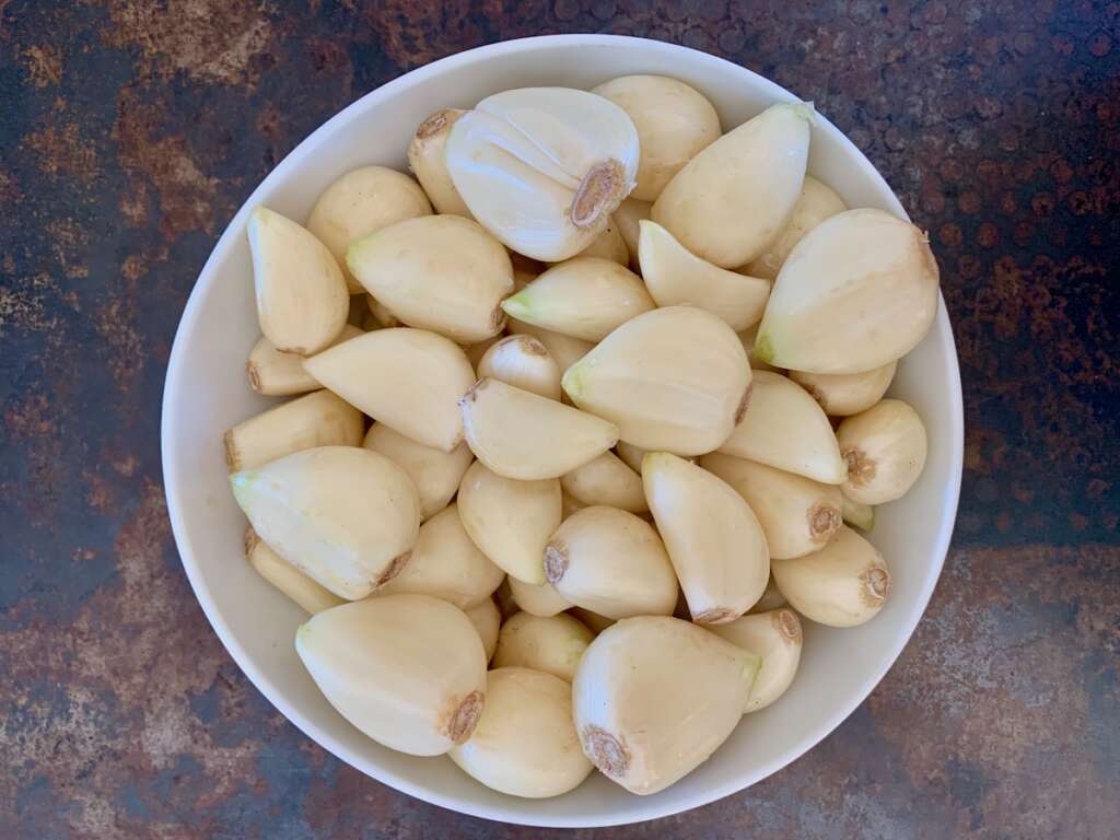 Plump fresh and aromatic cloves are garlic are a satisfying site. These will be minced for dehydration.