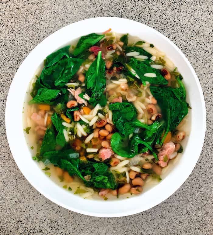 Dehydrating spinach allows for adding healthy ingredients to simple dishes like bean soup.