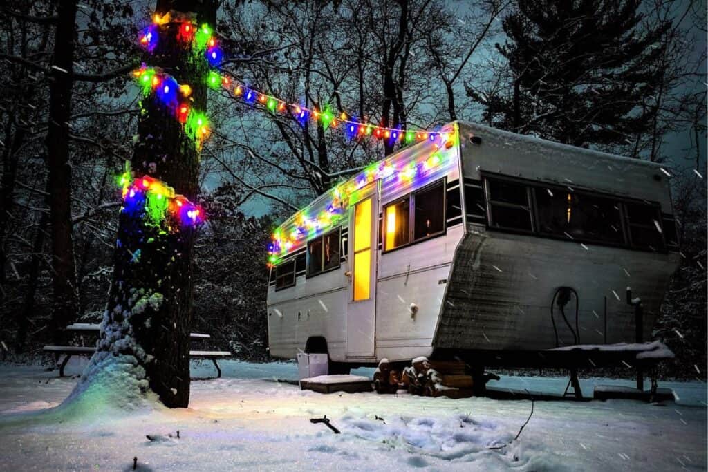 Workamping can involve working at a campground during the winter months and monitoring campers who brave the snowy weather.