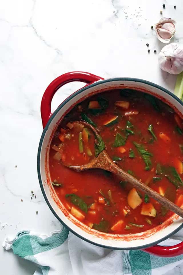 The camping soup is chock full of nourishing ingredients to feed your hungry belly!