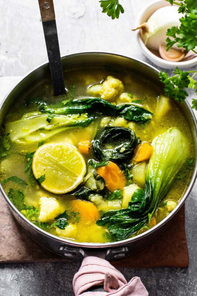 This gorgeous one-pot vegan coconut curry soup is a must for your next camping trip.