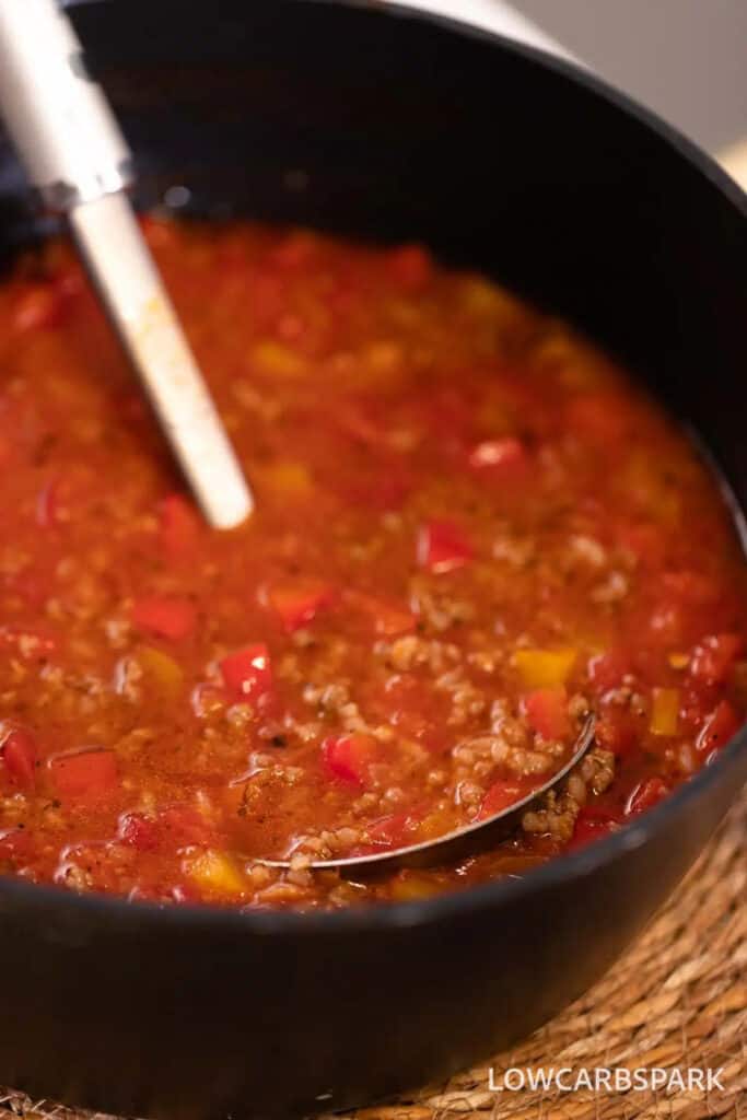 This stuffed pepper soup is chock full of vegetables and flavor.