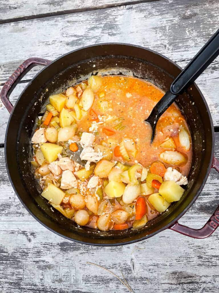 Easy campfire stew is a delicious camping soup recipe for dinner.