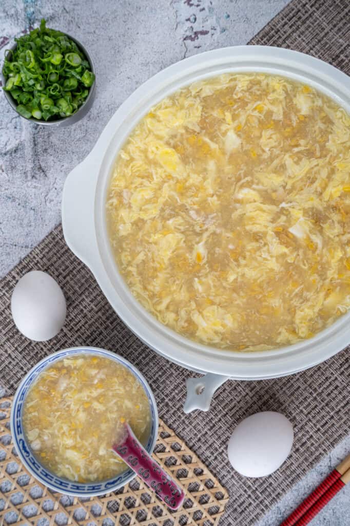 This chicken and corn egg drop soup is surprisingly flavorful and easy for a camping soup recipe!