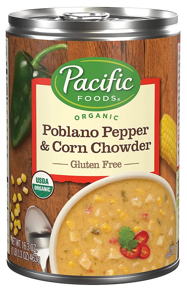 Pacific Foods Poblano & Corn chowder is a yummy options for vegetarian campers.