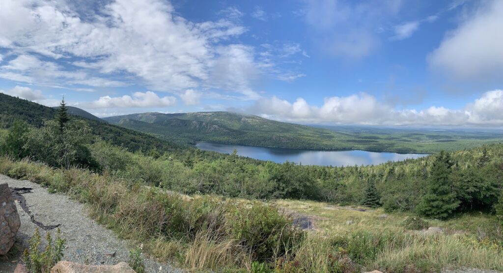 Cadillac Mountain has simply gorgeous views such as this one of the water and valley in the distance.