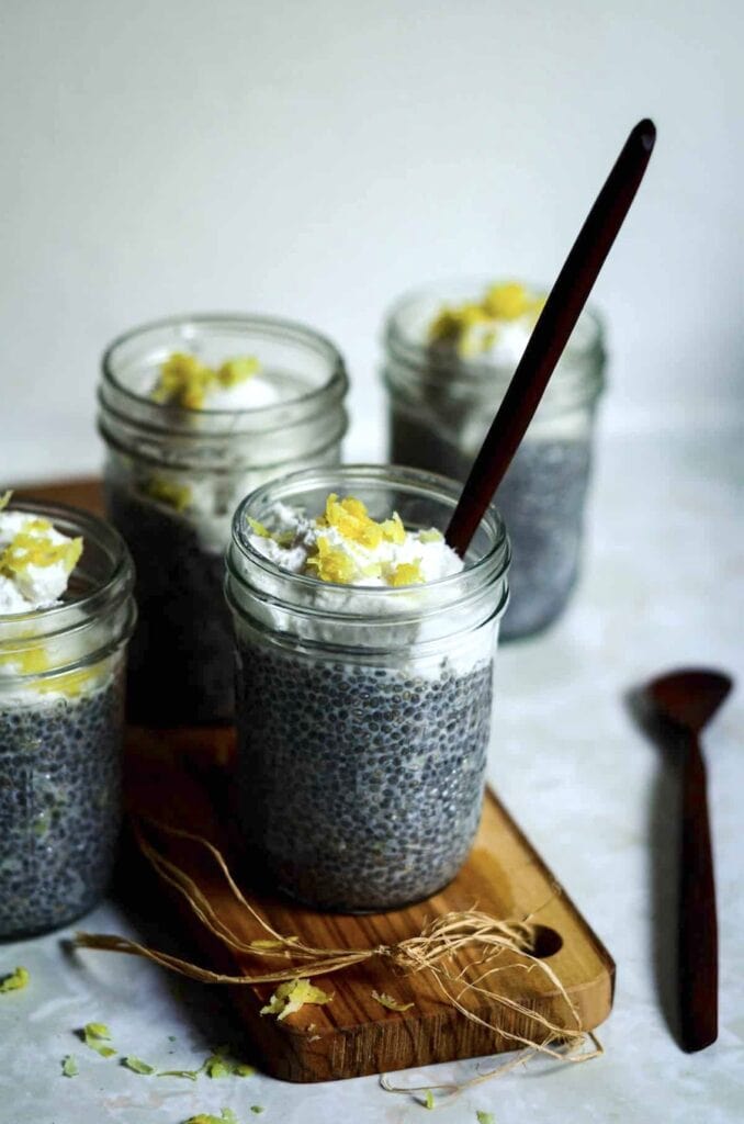 Chia seed pudding with lemon makes a refreshing make-ahead breakfast for your camping trip.