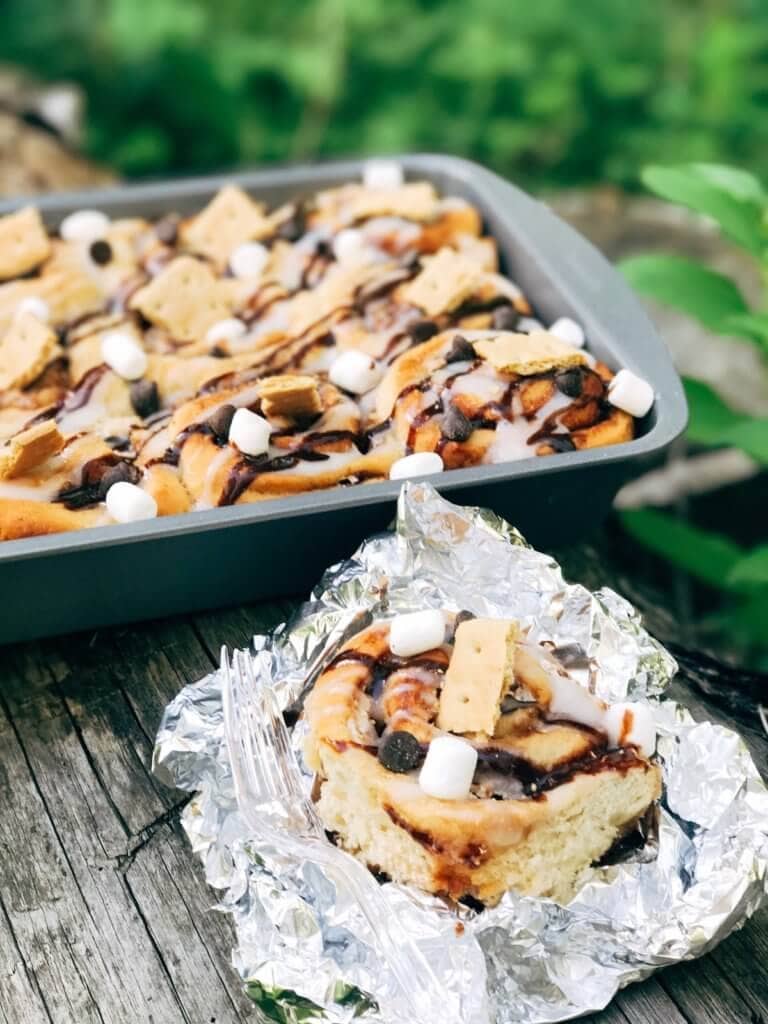 These delicious rolls are filled with marshmallow fluff, chocolate, and graham crackers, capturing the classic S'mores flavor in a delightful breakfast.